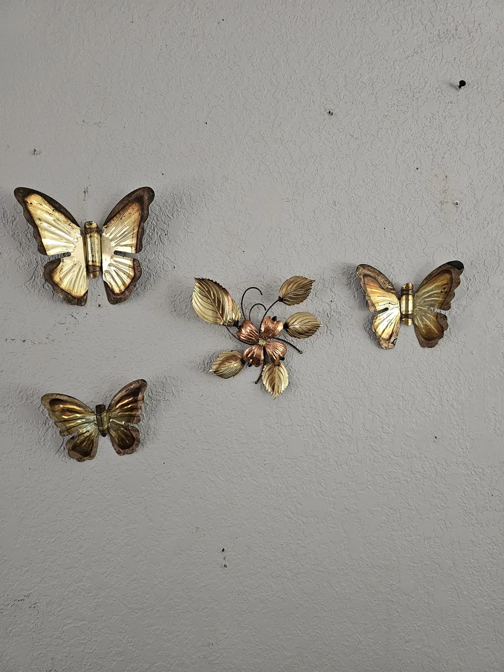 Gold Metal Butterfly Wall Decor MCM 4PCS